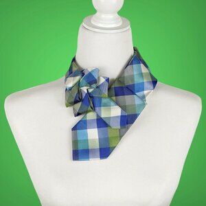 Ogsplosh Blue Green Checked Ascot Scarf - Contemporary Scarf - NEW